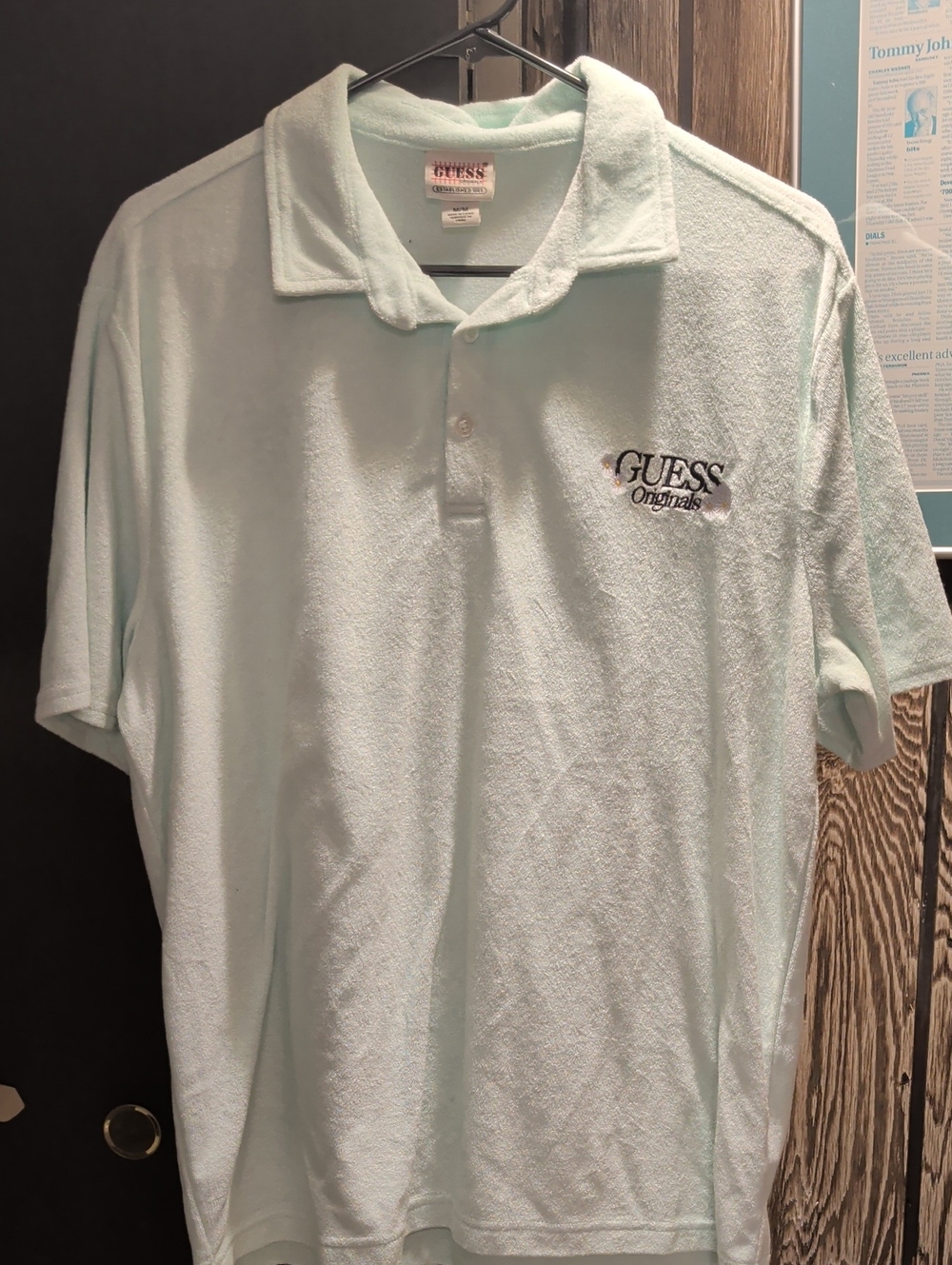 GUESS Men's Pale Mint Polo Shirt with Logo